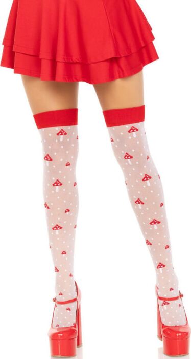 Leg Avenue Thigh Highs Red/White Polka Dot Design