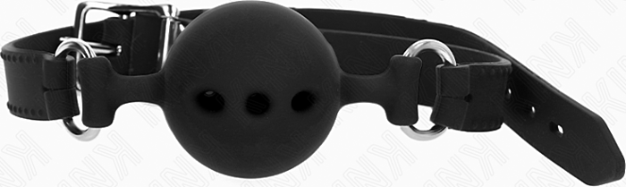 Ball Gag KINK Adjustable Black Silicone 5cm