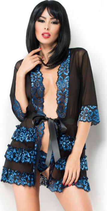 Chilirose Babydolls CR 3837 Blue Black Peignoir