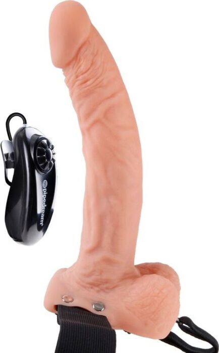 Vibr strap-on w balls 9 inch flesh