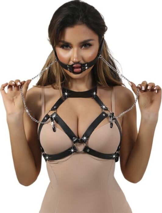 Nipple Clamps SUBBLIME Bondage Black Leather