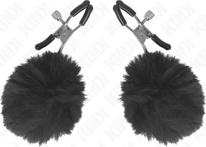 Nipple Clamps KINK Black Pom Pom 6cm Stylish Nipple Clamps KINK Black Pom Pom 6cm Stylish