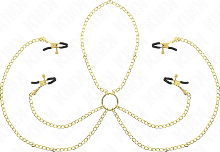 Nipple Clamps KINK Adjustable Gold 4 Attachments Nipple Clamps KINK Adjustable Gold 4 Attachments