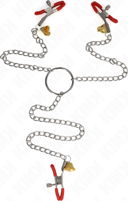 Nipple Clamps KINK Gold Bells 7cm Sensual Play Nipple Clamps KINK Gold Bells 7cm Sensual Play