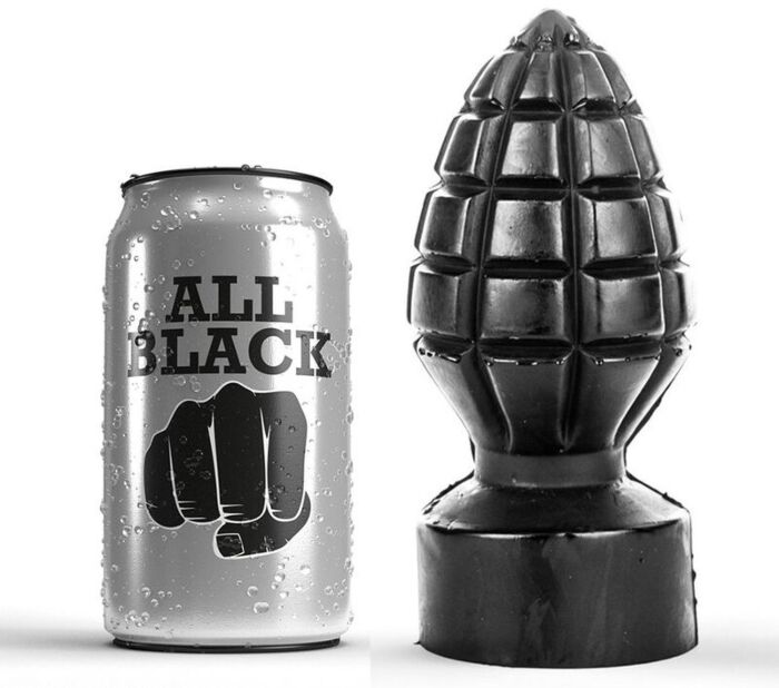 ALL BLACK Anal Plug 14cm Grenade Shape ALL BLACK Anal Plug 14cm Grenade Shape