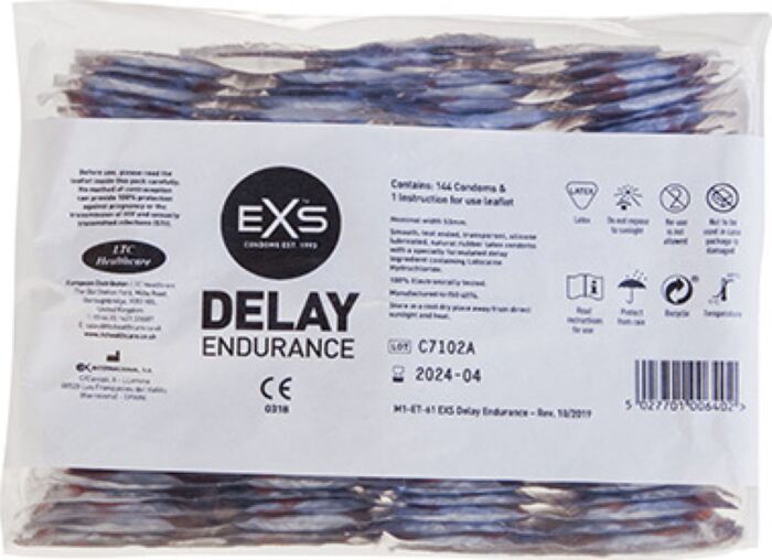 Exs Endurance Delay Condoms 1% Lidocaine 144 Pack