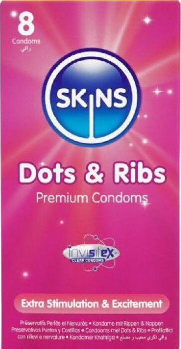 Condoms Skins Dots & Ribs Premium Pack 8 Condoms Skins Dots & Ribs Premium Pack 8