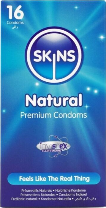 Premium Condoms Skins Natural Pack 16 - Discreet & Comfortable Premium Condoms Skins Natural Pack 16 - Discreet & Comfortable