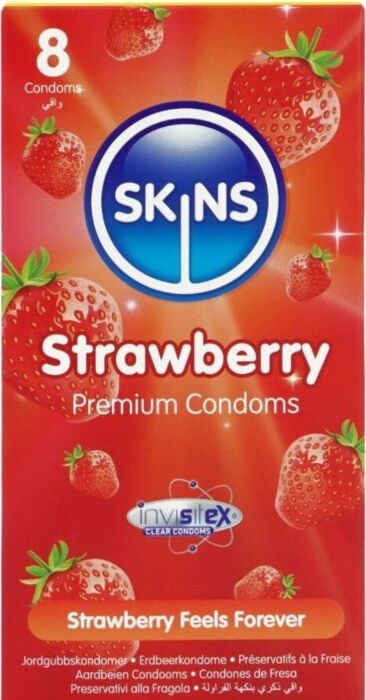 Strawberry Condoms Skins Pack 8 - Premium Pleasure