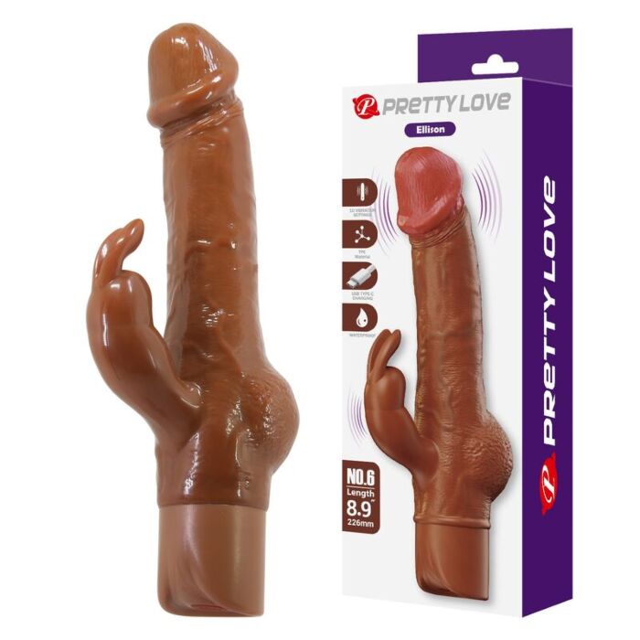 PRETTY LOVE - ELLISON REALISTIC RABBIT VIBRATOR 22.6 CM Ø 4.2 CM BROWN PRETTY LOVE - ELLISON REALISTIC RABBIT VIBRATOR 22.6 CM Ø 4.2 CM BROWN