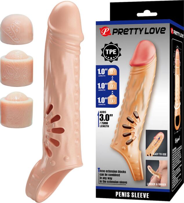 Cockring Pretty Love Male Penis Sleeve with Extensions Cockring Pretty Love Male Penis Sleeve with Extensions