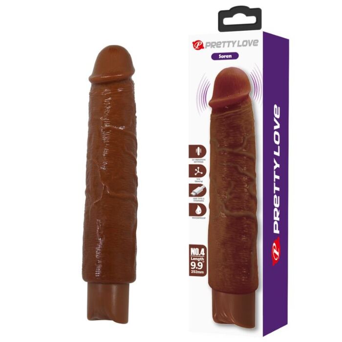 PRETTY LOVE - GAVIN REALISTIC VIBRATOR 25 CM Ø 5 CM BROWN PRETTY LOVE - GAVIN REALISTIC VIBRATOR 25 CM Ø 5 CM BROWN
