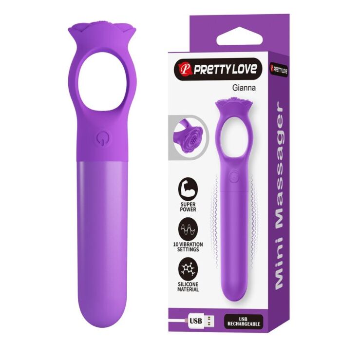 PRETTY LOVE - GIANA RECHARGEABLE MINI VIBRATOR MASSAGER PURPLE PRETTY LOVE - GIANA RECHARGEABLE MINI VIBRATOR MASSAGER PURPLE