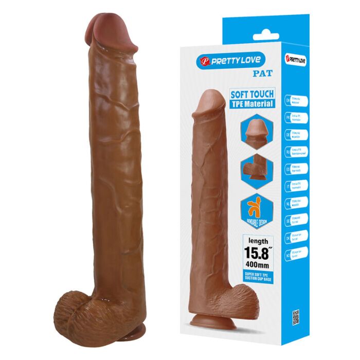 PRETTY LOVE - PAT REALISTIC FLEXIBLE DILDO WITH SUCTION CUP 40 CM -Ø- 6 CM BROWN PRETTY LOVE - PAT REALISTIC FLEXIBLE DILDO WITH SUCTION CUP 40 CM -Ø- 6 CM BROWN