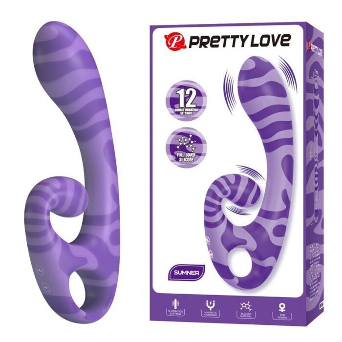 PRETTY LOVE - SUMMER DOUBLE-ENDED VIBRATOR WITH HANDLE 19 CM Ø 3.5 CM PURPLE PRETTY LOVE - SUMMER DOUBLE-ENDED VIBRATOR WITH HANDLE 19 CM Ø 3.5 CM PURPLE