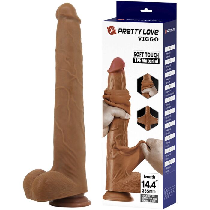 PRETTY LOVE - VIGGO REALISTIC SOFT-TOUCH SKIN-SLIDING DILDO 36,5 CM BROWN PRETTY LOVE - VIGGO REALISTIC SOFT-TOUCH SKIN-SLIDING DILDO 36,5 CM BROWN