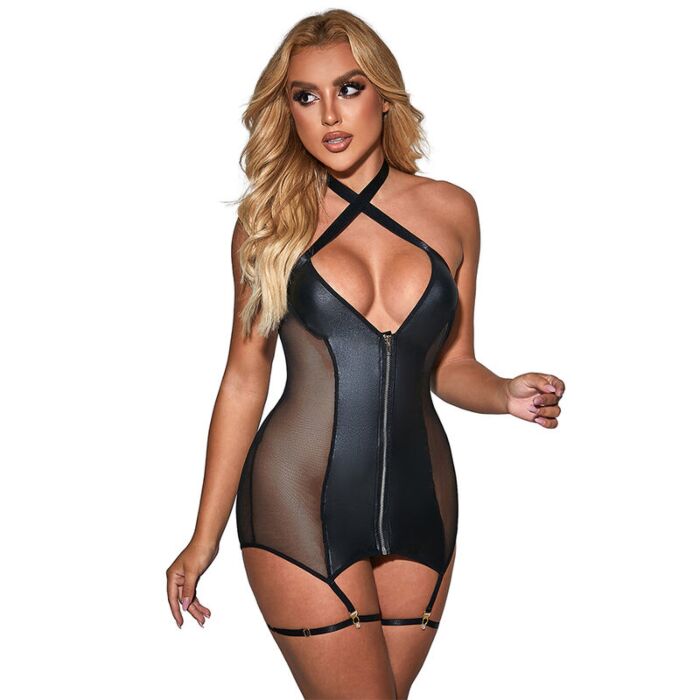 SUBBLIME - 954444 SEXY MESH DRESS LEATHER BLACK S/M SUBBLIME - 954444 SEXY MESH DRESS LEATHER BLACK S/M