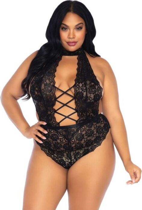 Floral Lace Crotchless Teddy — Leg Avenue Teddies