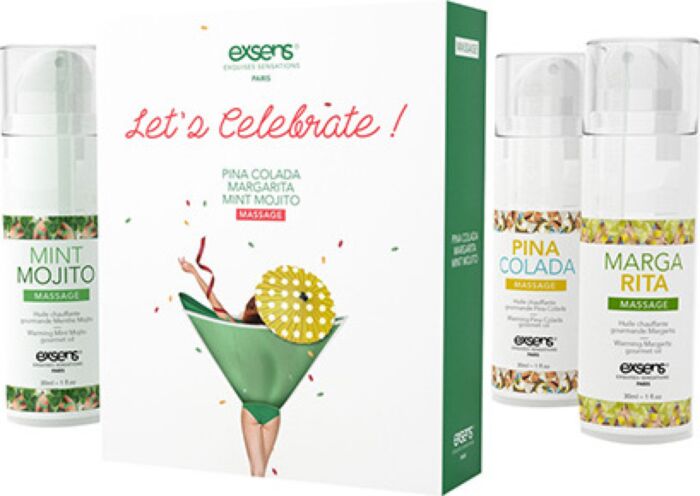 WARMING GOURMET MASSAGE  OILS  LET.S CELEBRATE! 3 X 30ML