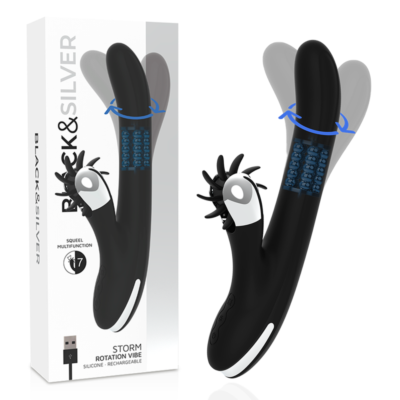 BLACK&SILVER Bunny Storm Rotation Vibe — Rotating G‑spot vibrator