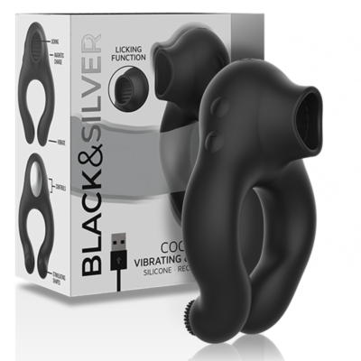Vibrator Black&Silver Rechargeable Ring