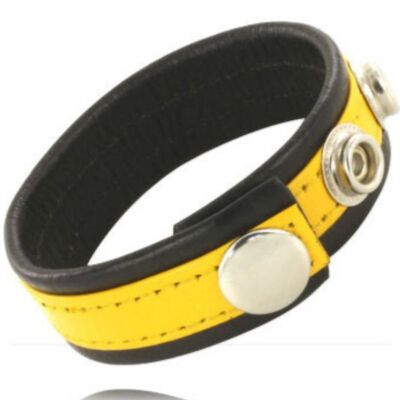 Leather Yellow-Black Penis Strap