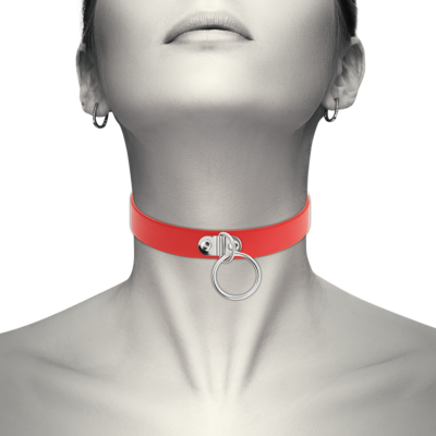 Chic Red Vegan Leather Collar - Sensual Accessory