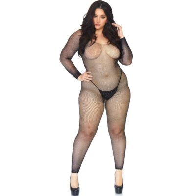 Leg avenue crystalized net body stocking 1x-2x