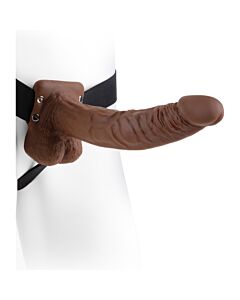 Hollow strap-on w balls 9 inch brown