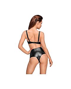 Wetlook bra with handmade pleats  - black