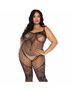 Leg avenue lace and net tank bodystocking plus size