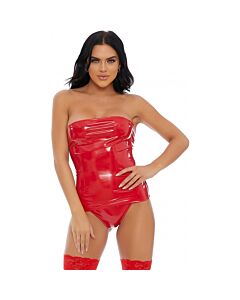 Slick chance vinyl lingerie set red