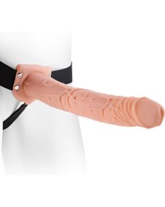 Hollow strap-on w balls 11 inch flesh