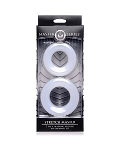 Stretch master 2 pc silicone anal grommet set - white