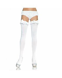 White Ruffled Bow Stockings