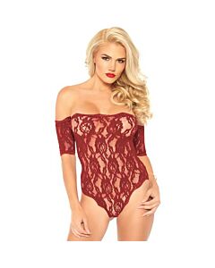 Body teddy de encaje floral - rojo