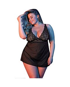Sexytime - v back nightdress - black