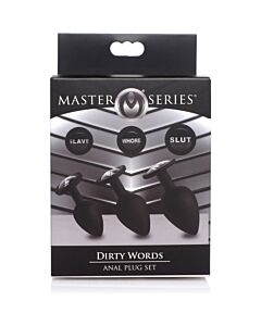 Dirty words silcone anal plug set - black