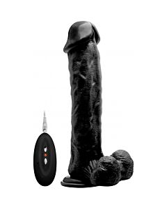Vibrating realistic cock - 11 inch - with scrotum - black