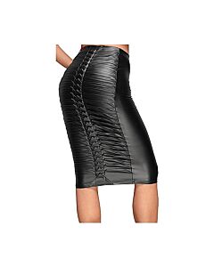 Wetlook skirt with handmade pleats  - black