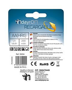 Rechargeable battery hr06 1,2v 2000ma dayron pack 2
