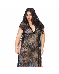 Leg avenue lace kaften robe and thong 1x-2x