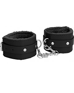 Ouch plush leather hand cuffs black