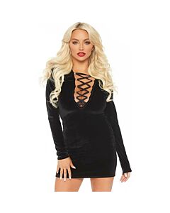 Velvet long sleeved dress black