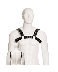 Black Leather Bulldog Harness