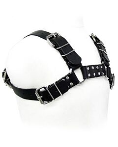 Black Leather Bulldog Harness