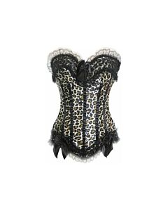 Leopard Lace Ruffles Corset