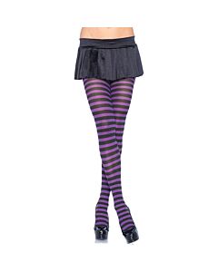 Leg avenue opaque striped tights black-purple