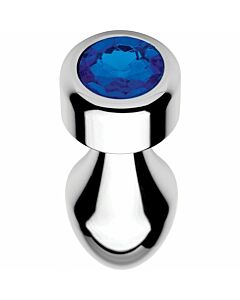 Aluminum plug with blue gem - small