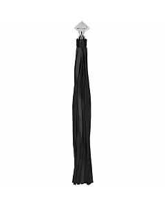 Shiny Pointed Handle Leather Flogger - Black